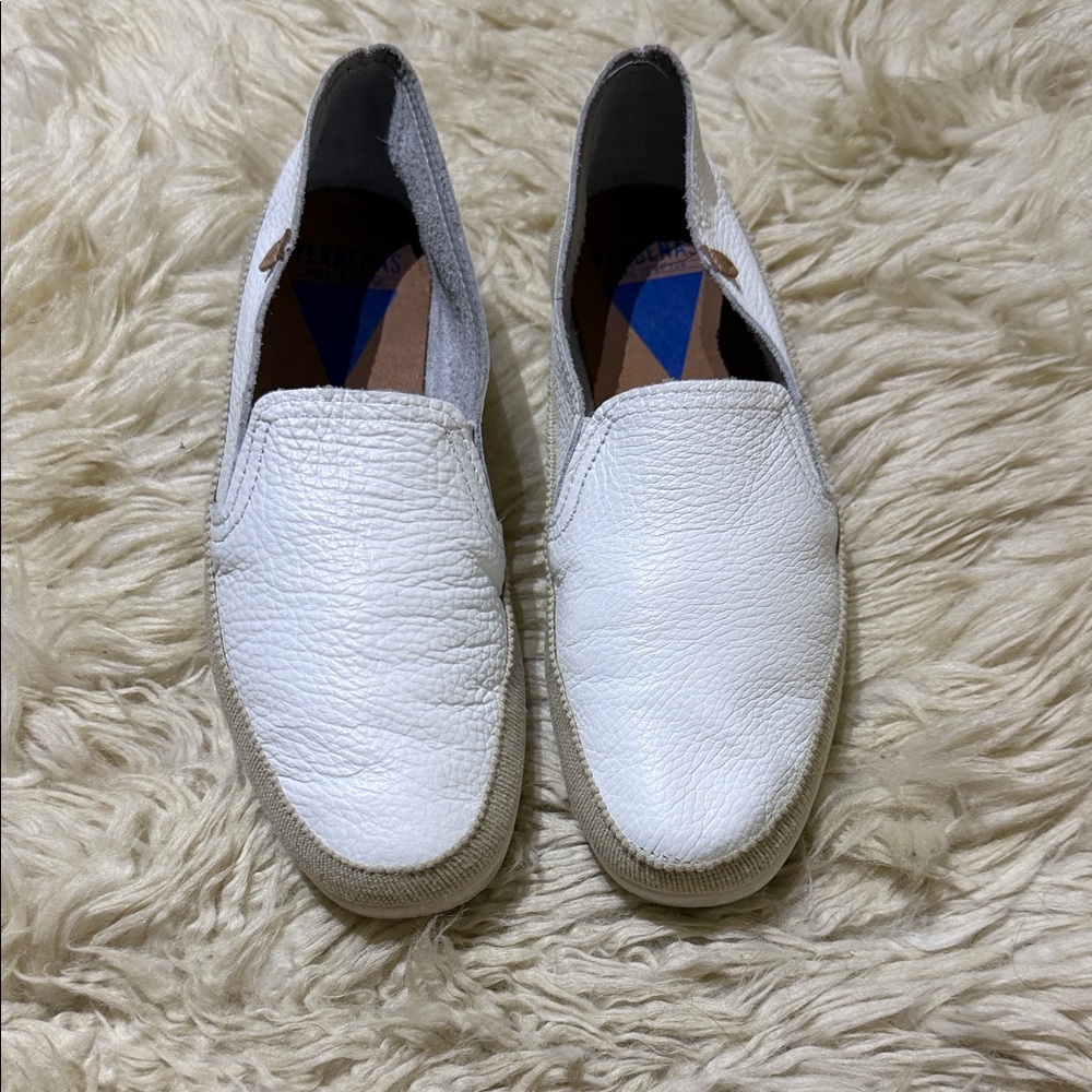 Verbanas White Authentic Leather Slip-On Shoes 40